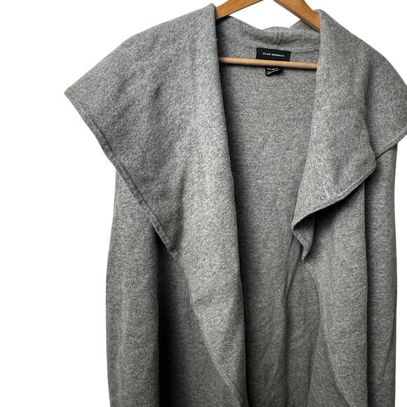 Club Monaco Gray Sleeveless Oversized Drape Collar Cardigan Vest M/L - Picture 2 of 7